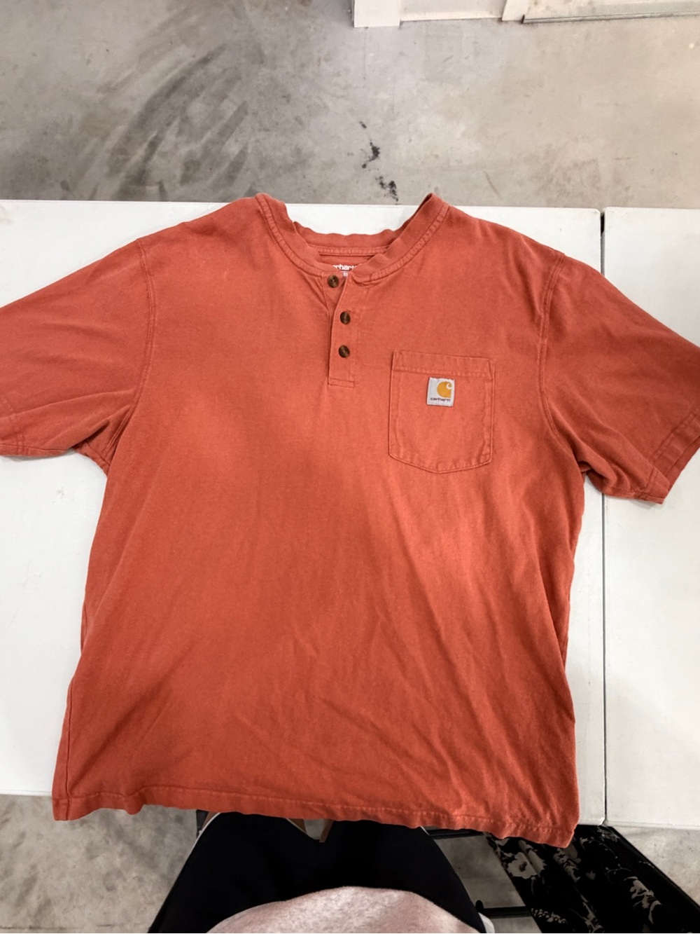 Carhartt Loose Fit Orange Short-Sleeve Henley Pocket Tee